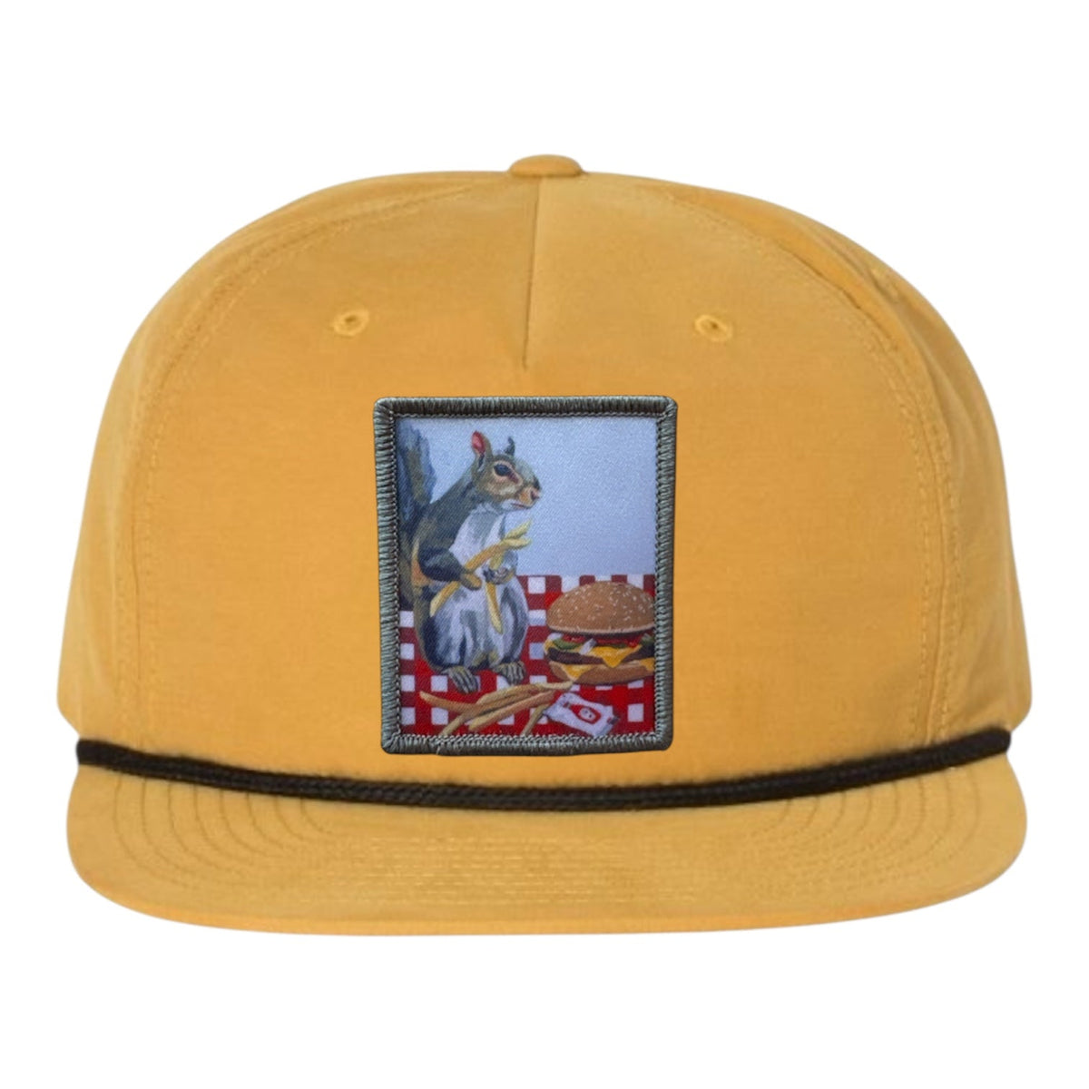 Squirrel Burger Rope Cap Hats FlynHats Biscuit/Black