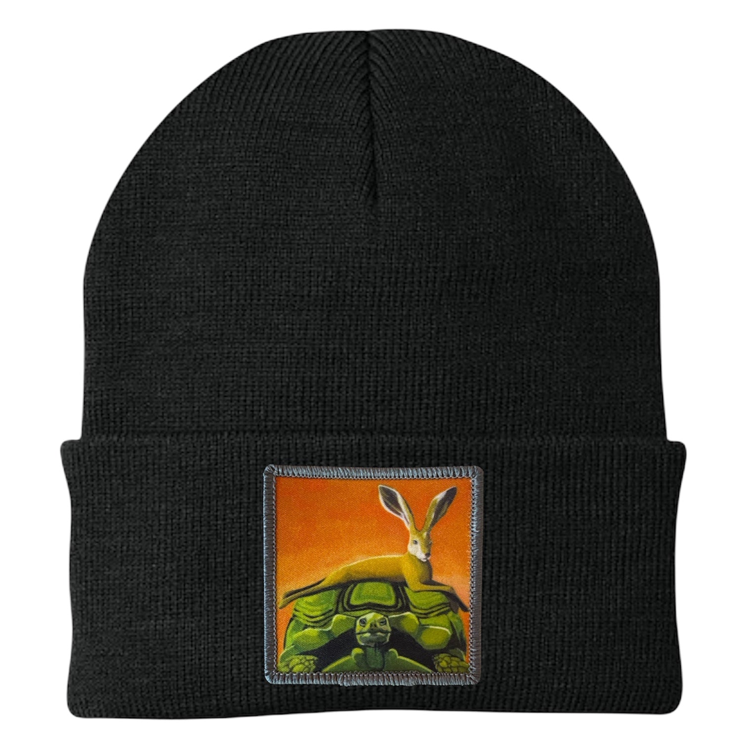 The Tortoise By a Hare Beanie Hats FlynHats Black
