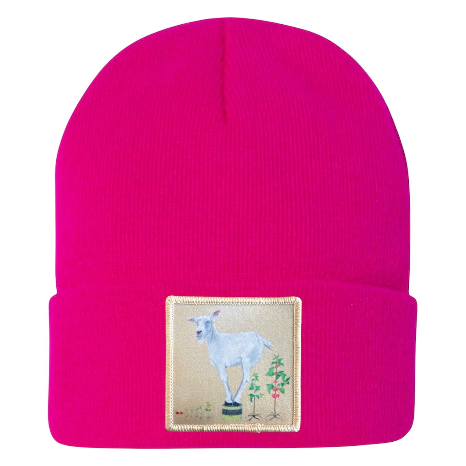 The Discoverer Goat Beanie Hats Flyn Costello Neon Fuchsia
