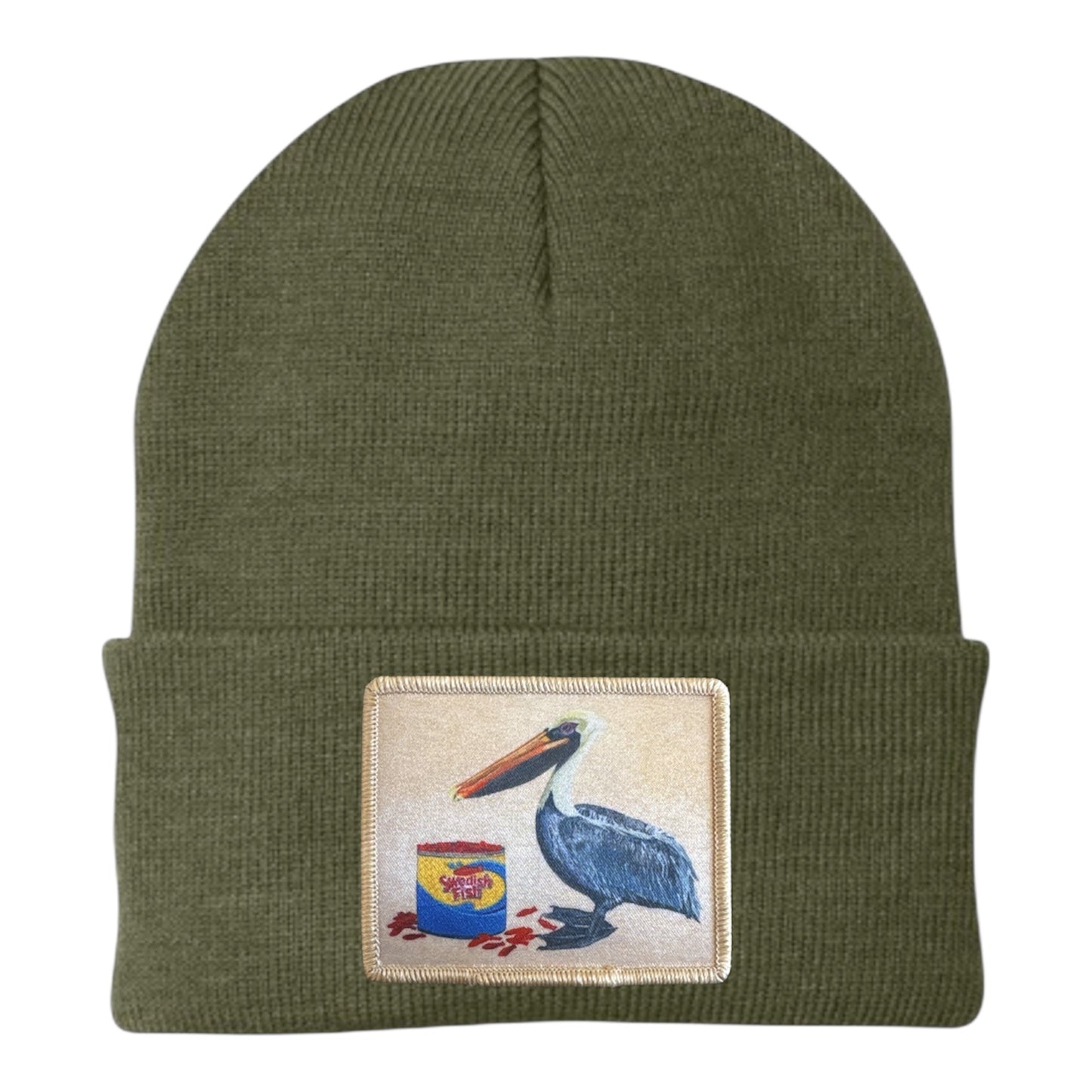 Gone Fishin' Pelican Beanie Hats Flyn_Costello_Art Olive