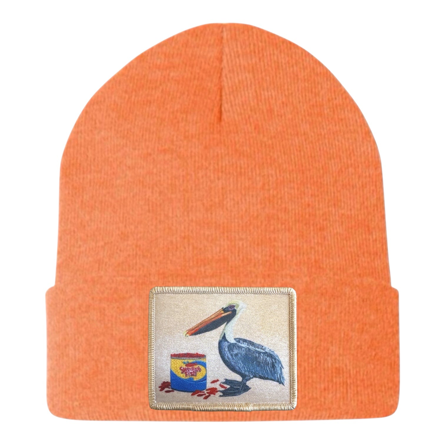 Gone Fishin' Pelican Beanie Hats Flyn_Costello_Art Heather Orange