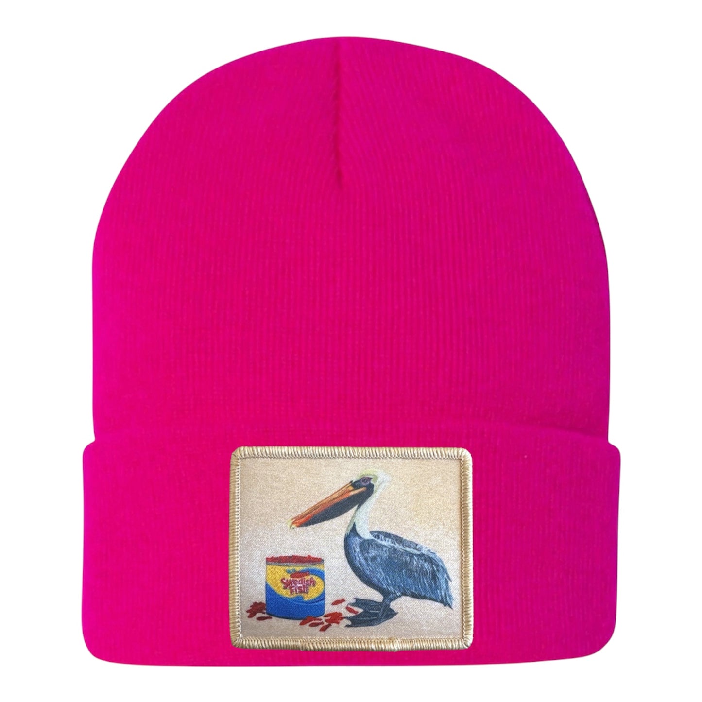 Gone Fishin' Pelican Beanie Hats Flyn_Costello_Art Neon Fuchsia