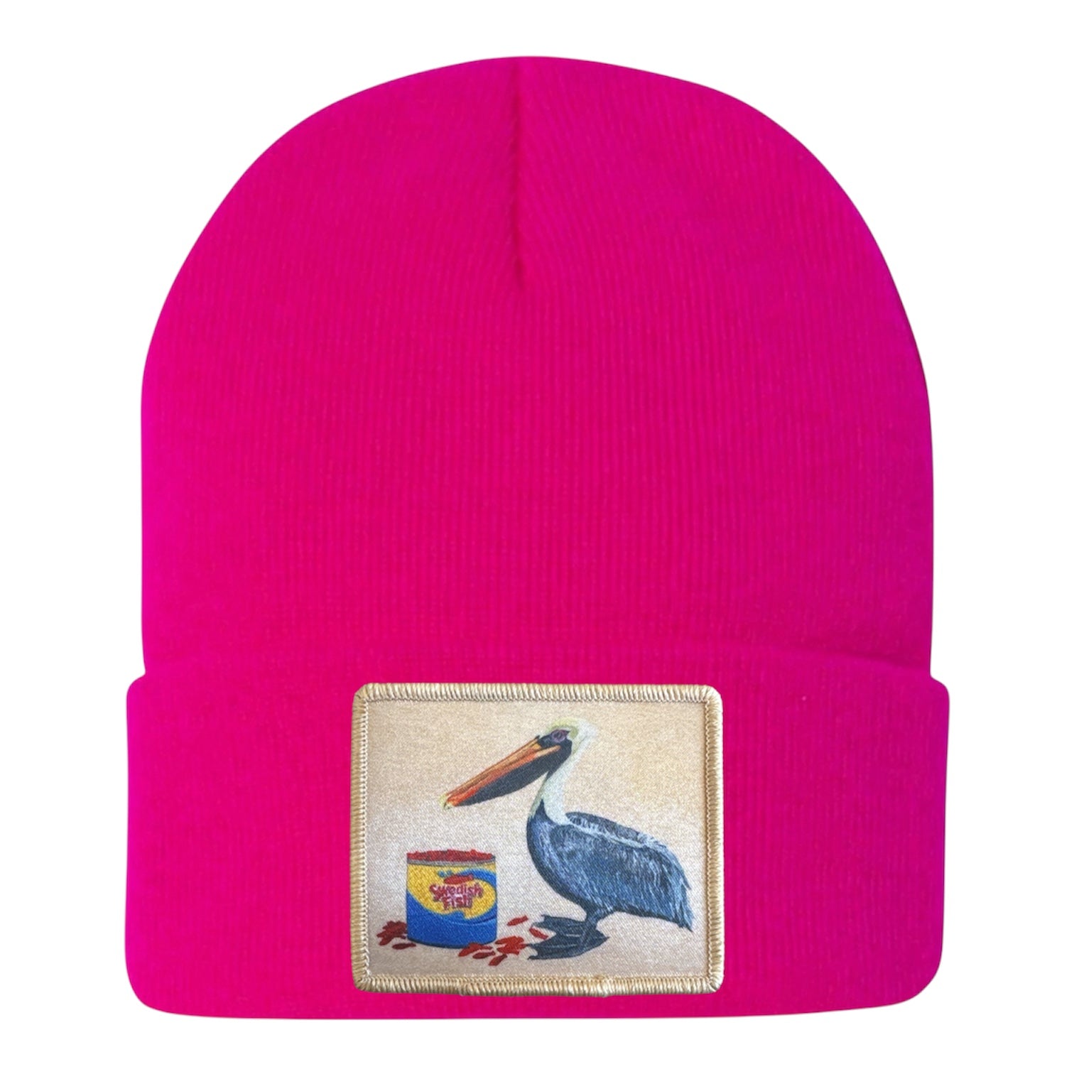 Gone Fishin' Pelican Beanie Hats Flyn_Costello_Art Neon Fuchsia