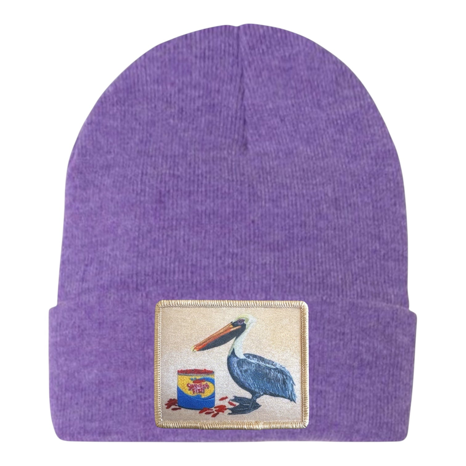 Gone Fishin' Pelican Beanie Hats Flyn_Costello_Art Heather Purple