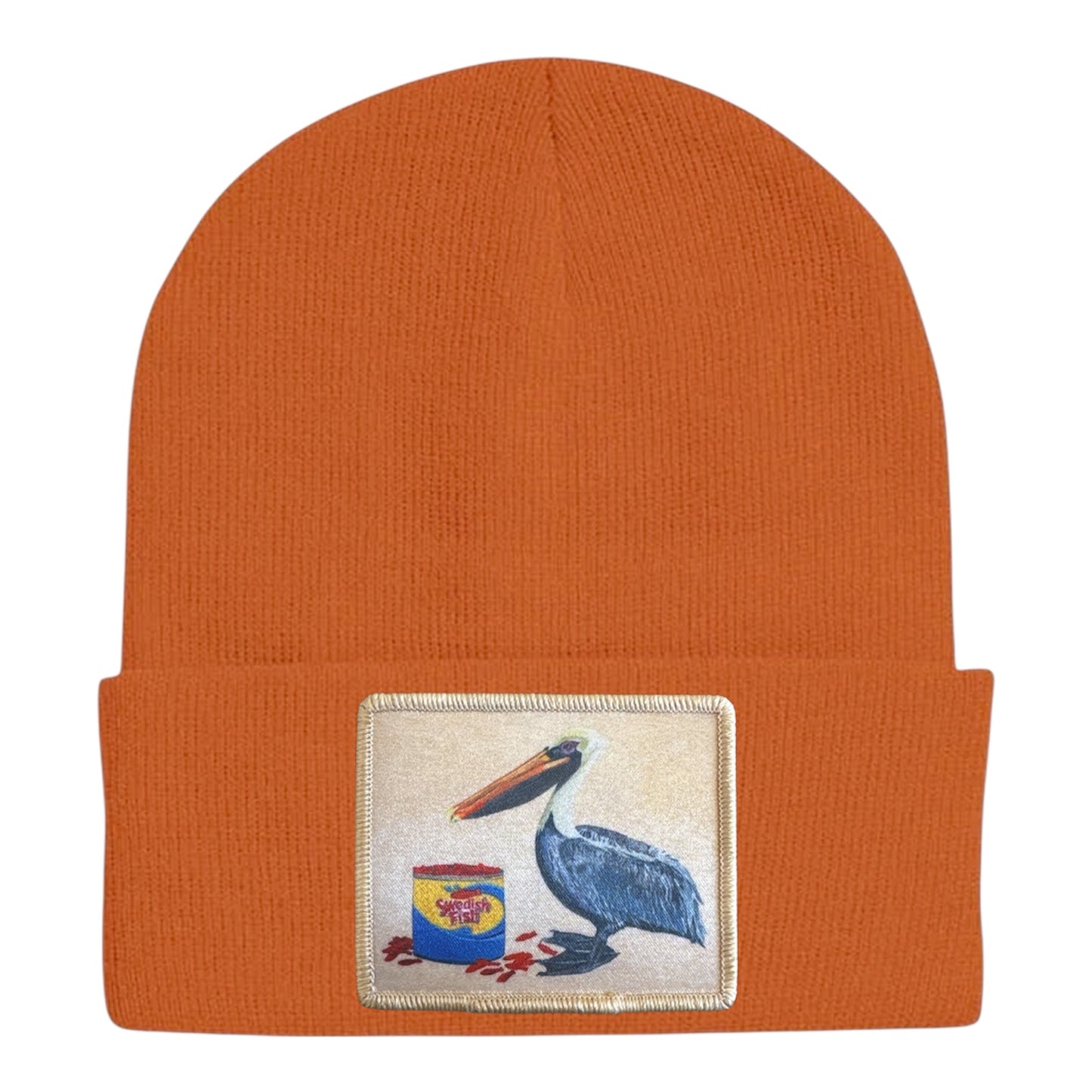 Gone Fishin' Pelican Beanie Hats Flyn_Costello_Art Burnt Orange