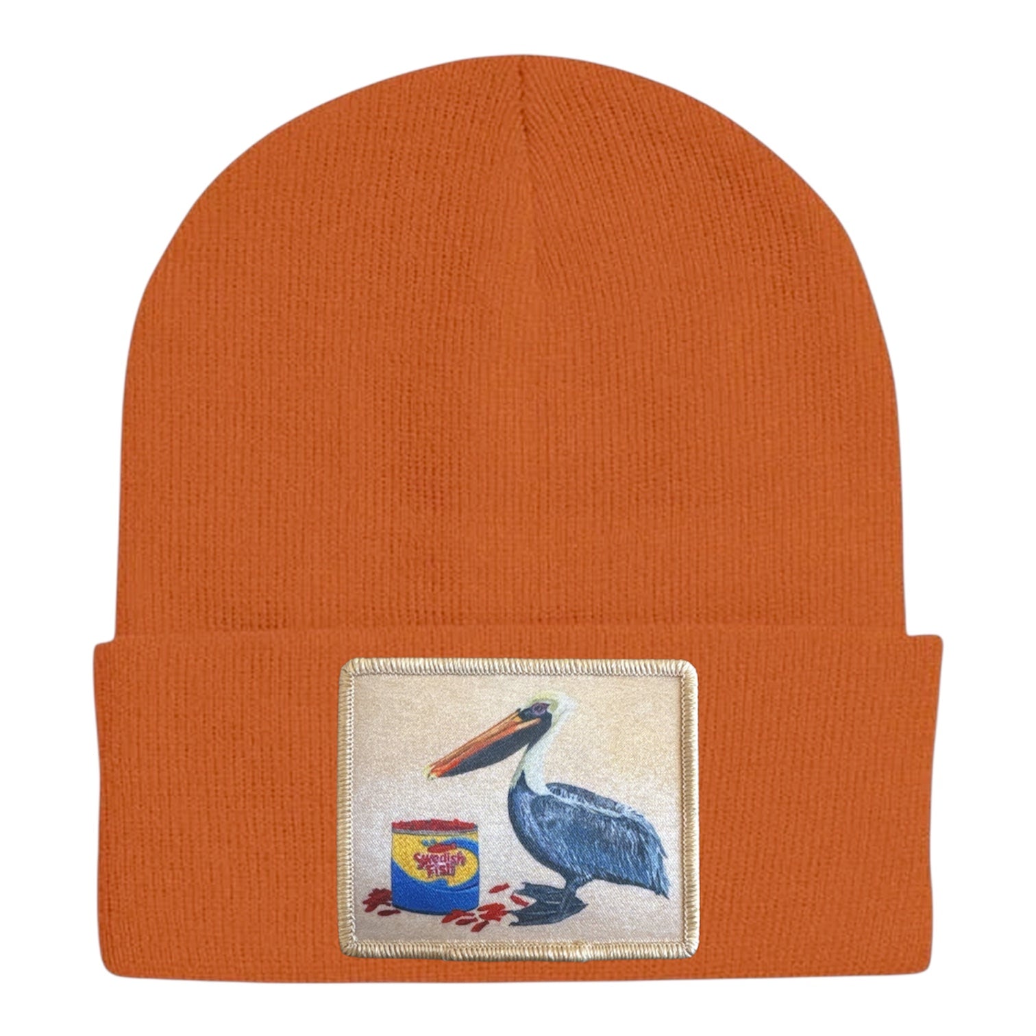 Gone Fishin' Pelican Beanie Hats Flyn_Costello_Art Burnt Orange