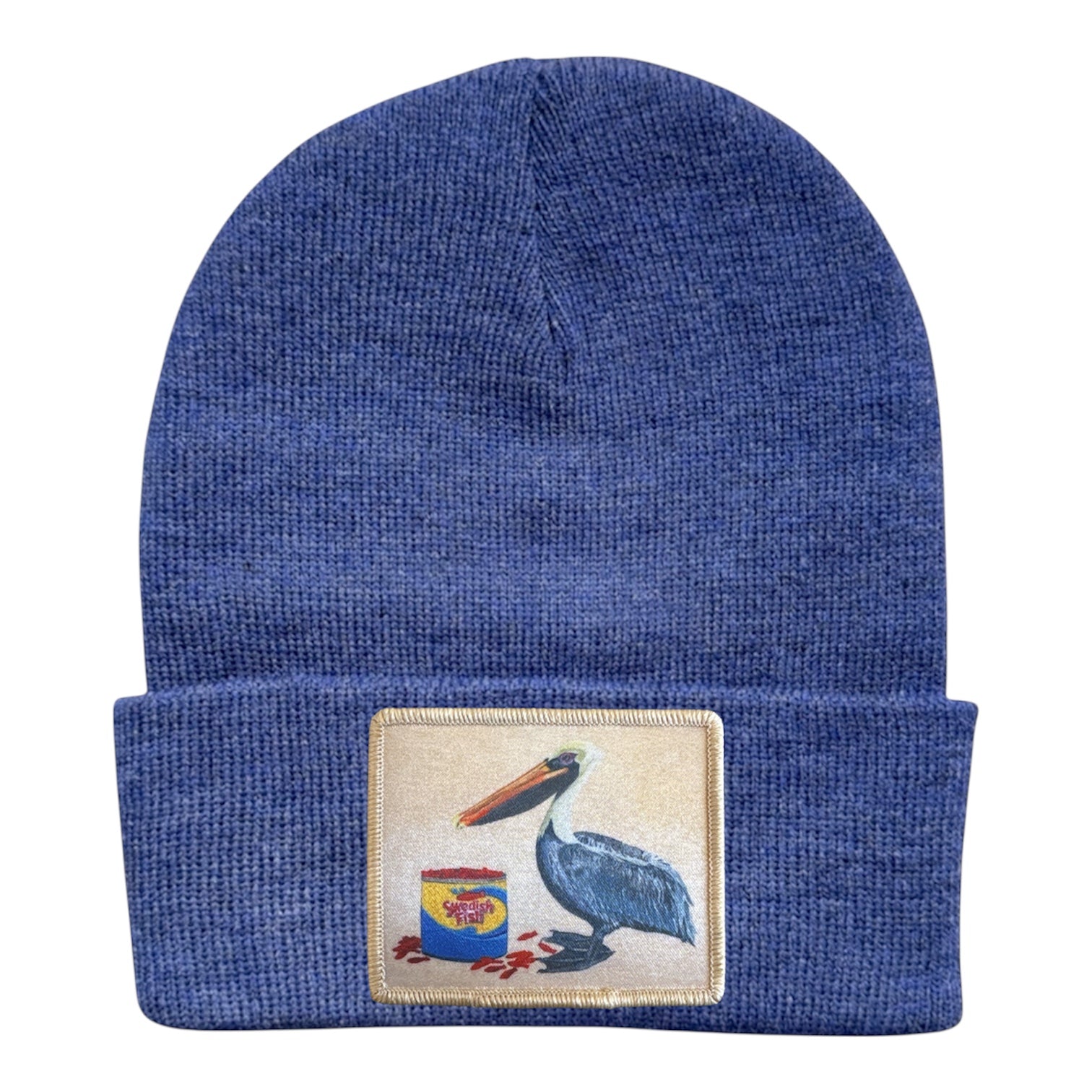Gone Fishin' Pelican Beanie Hats Flyn_Costello_Art Heather Blue