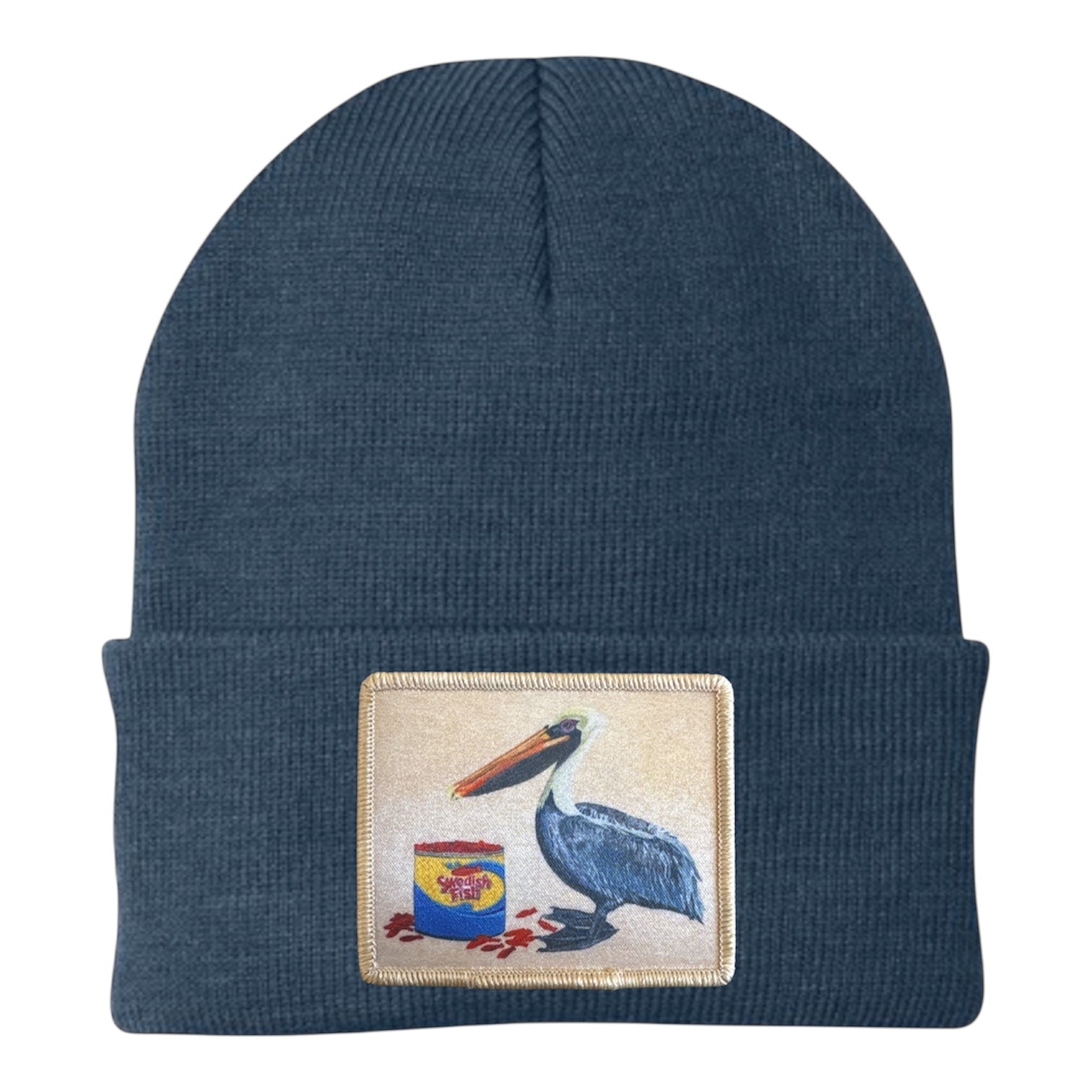 Gone Fishin' Pelican Beanie Hats Flyn_Costello_Art Dusty Blue