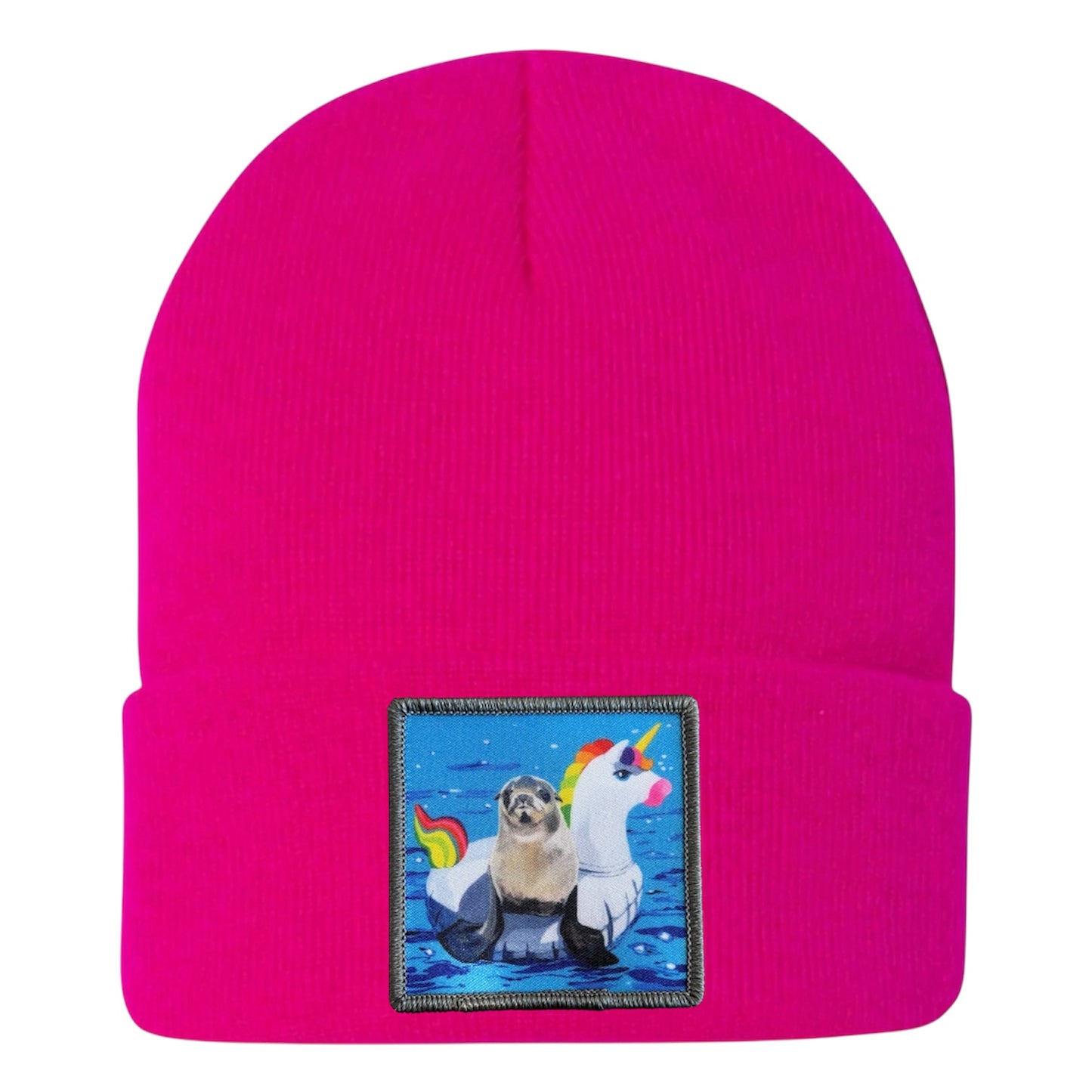 Unicorn Drifter Sea Lion Beanie Hats Flyn Costello Neon Fuchsia