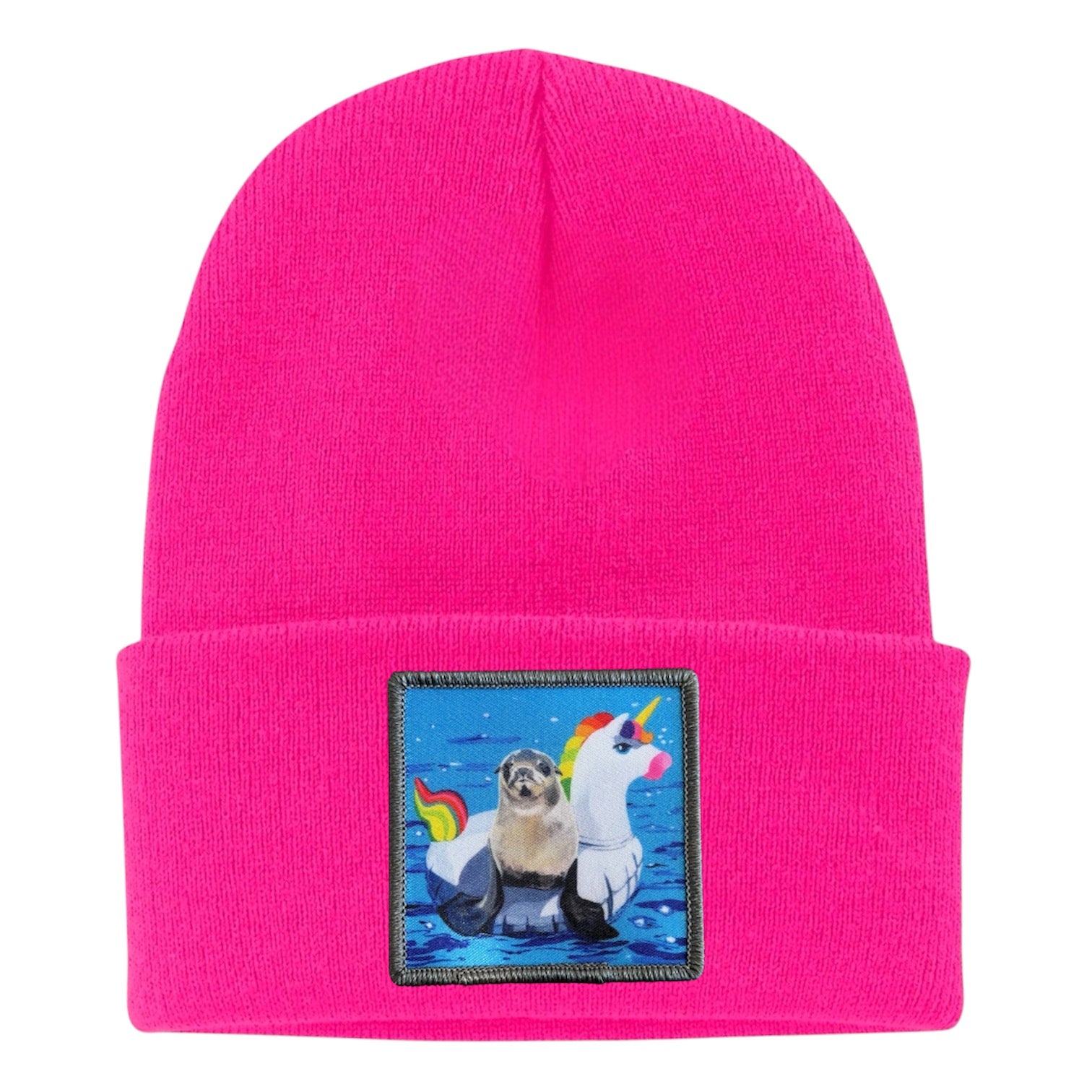 Unicorn Drifter Sea Lion Beanie Hats Flyn Costello Neon Pink