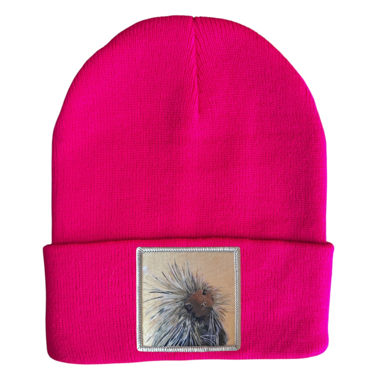I don't mean to Burst your Bubble! Porcupine Beanie Hats Flyn Costello Neon Fuchsia