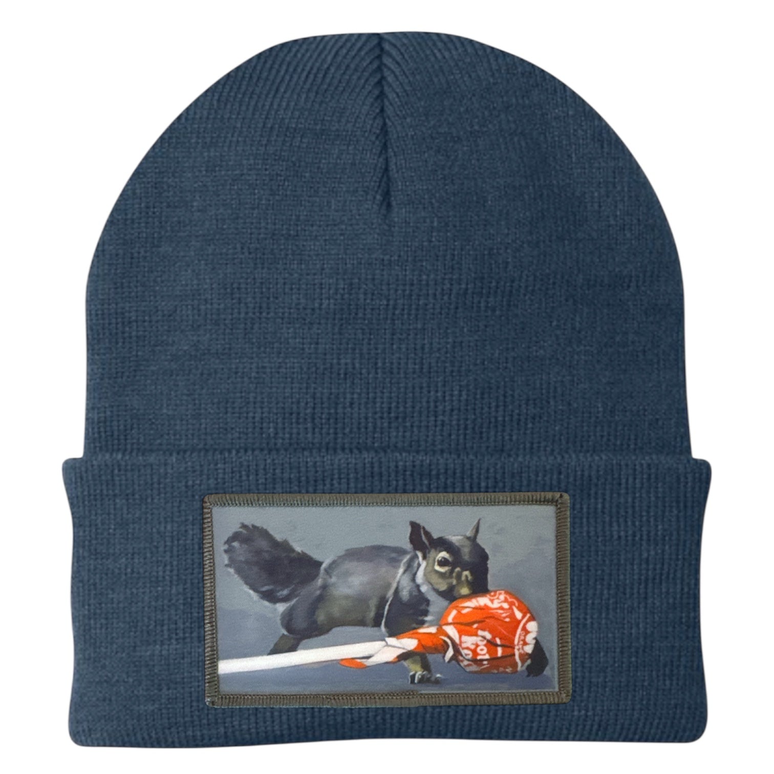 Secret Stash Squirrel Beanie Hats Flyn Costello Dusty Blue