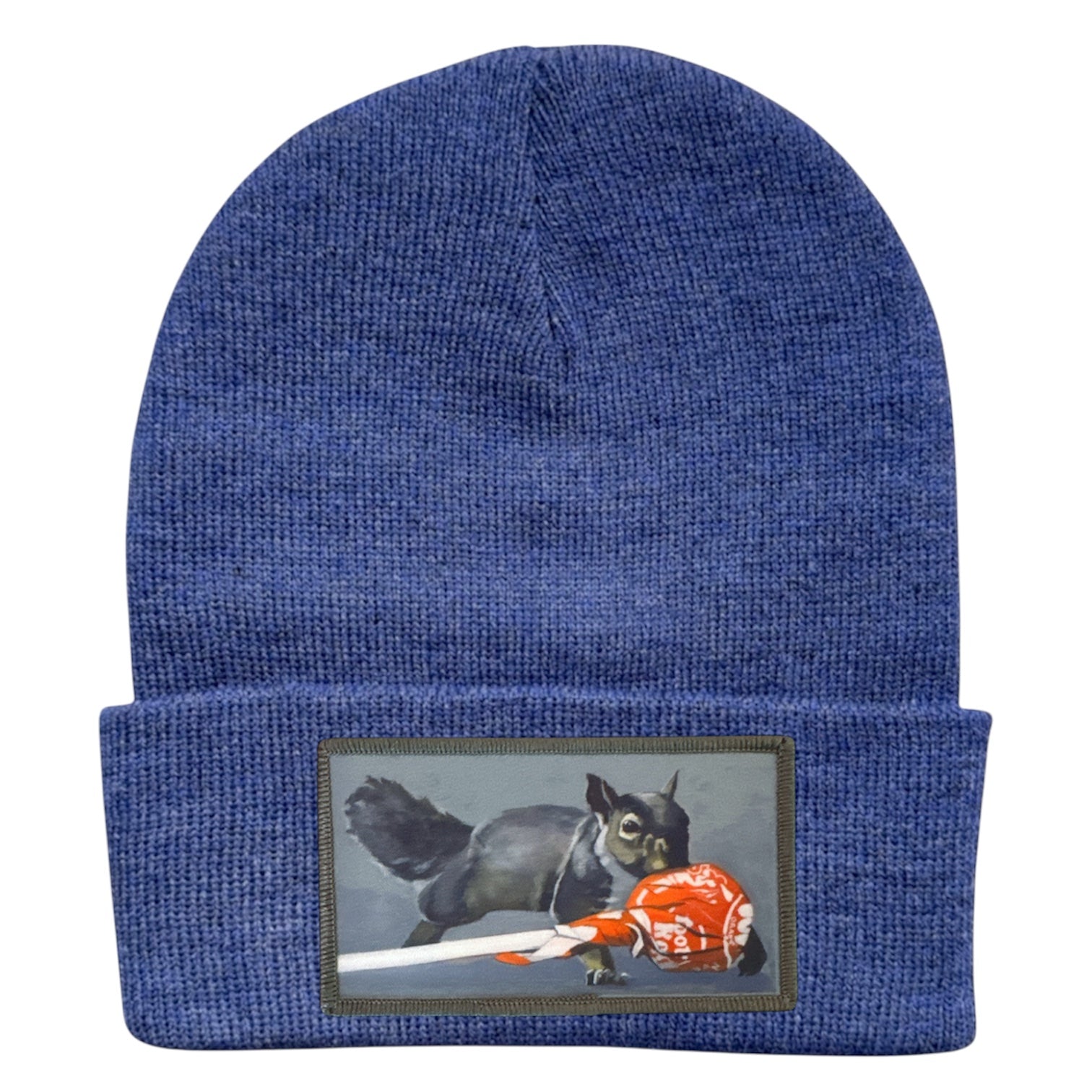 Secret Stash Squirrel Beanie Hats Flyn Costello Heather Blue