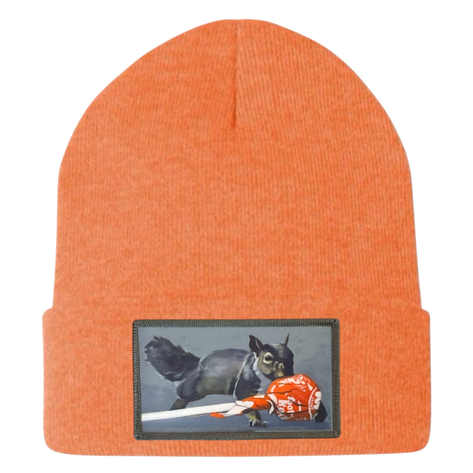 Secret Stash Squirrel Beanie Hats Flyn Costello Heather Orange