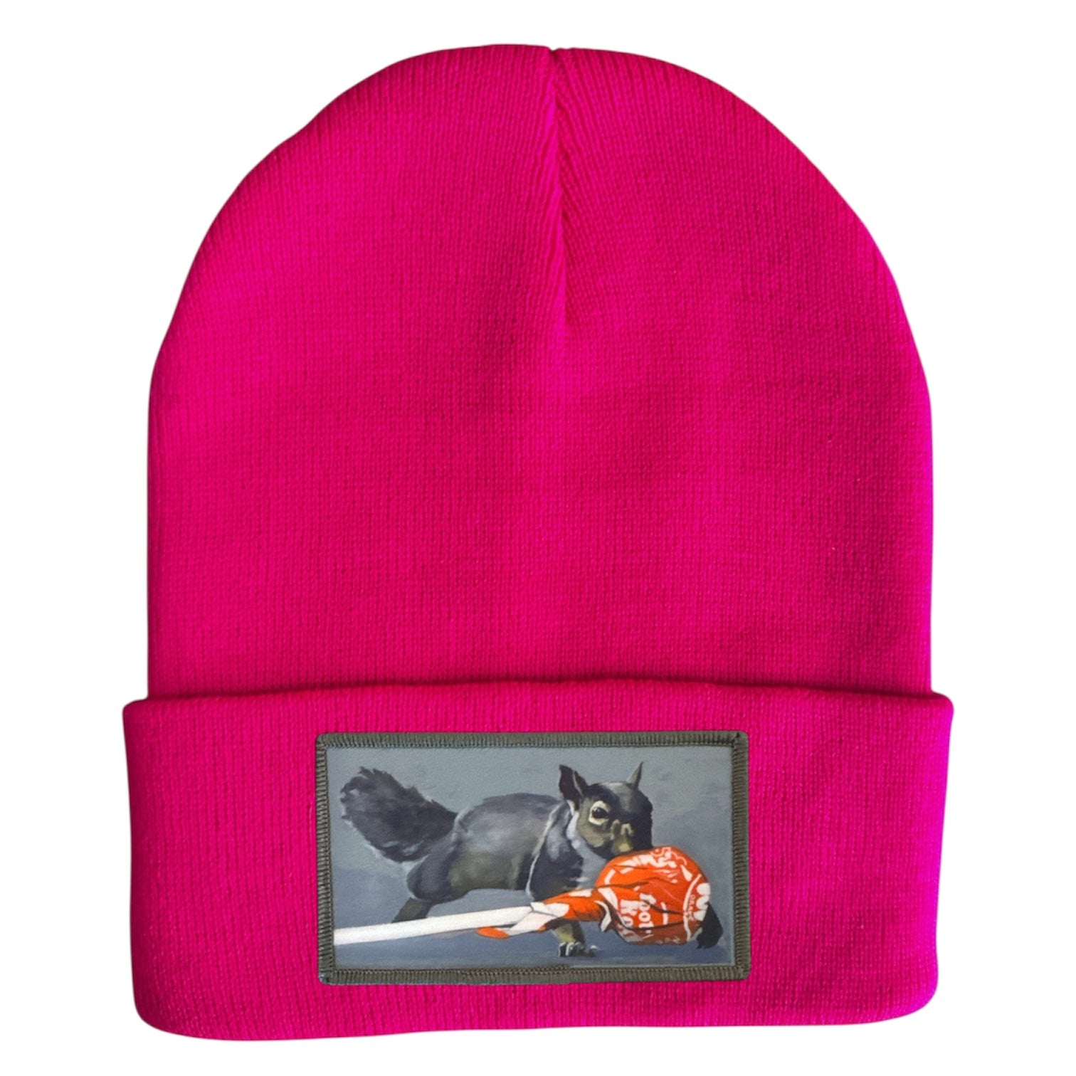 Secret Stash Squirrel Beanie Hats Flyn Costello Neon Fuchsia