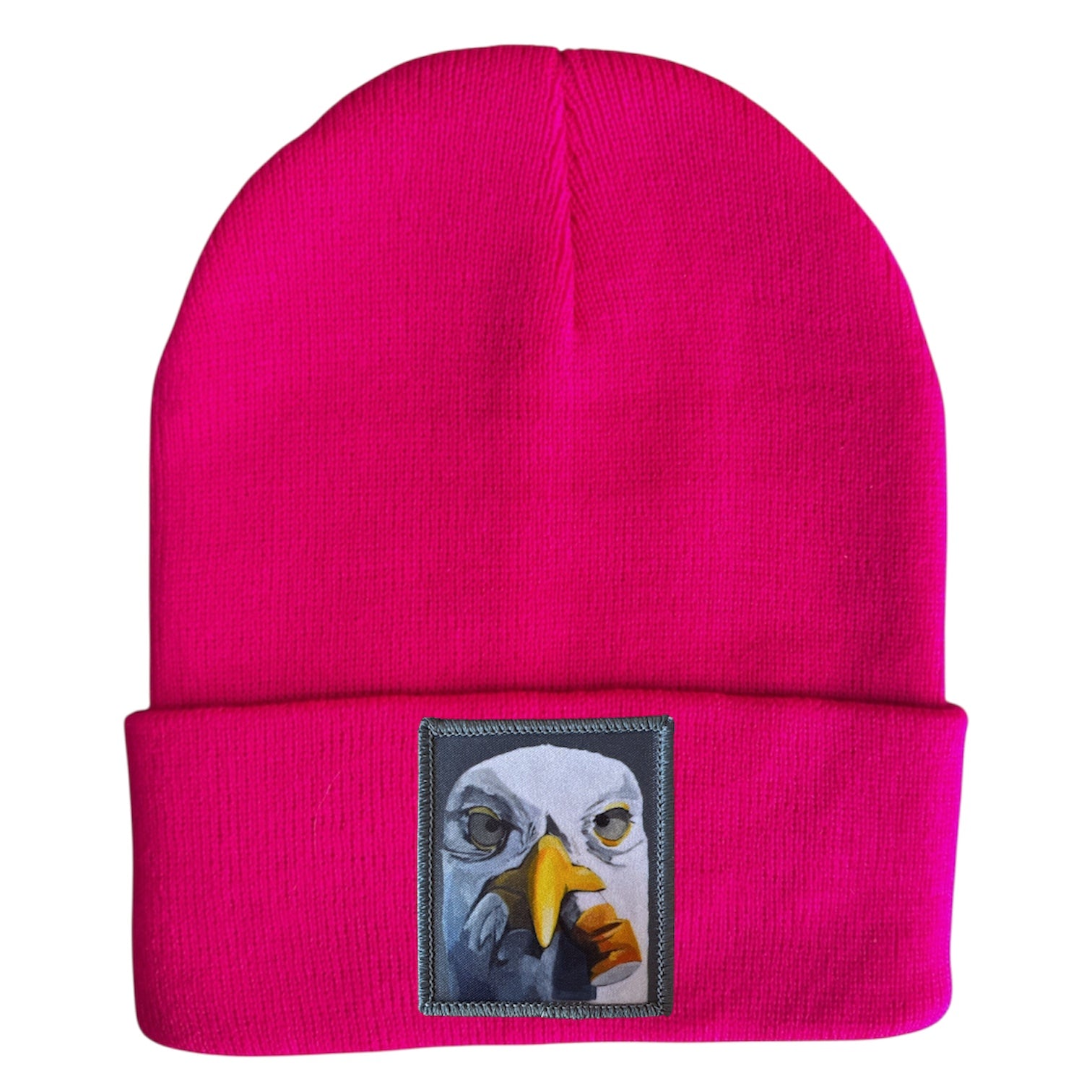 Seagull with Cig Beanie Hats Flyn Costello Neon Fuchsia