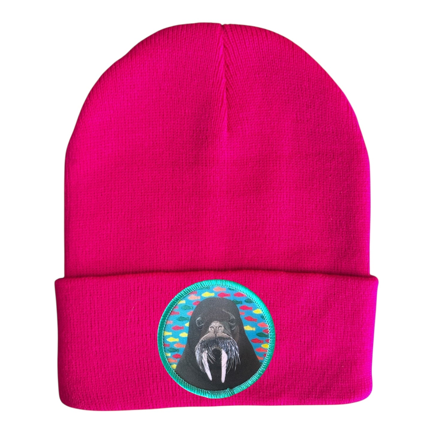 Walrus Dreams Beanie Hats Flyn Costello Neon Fuchsia