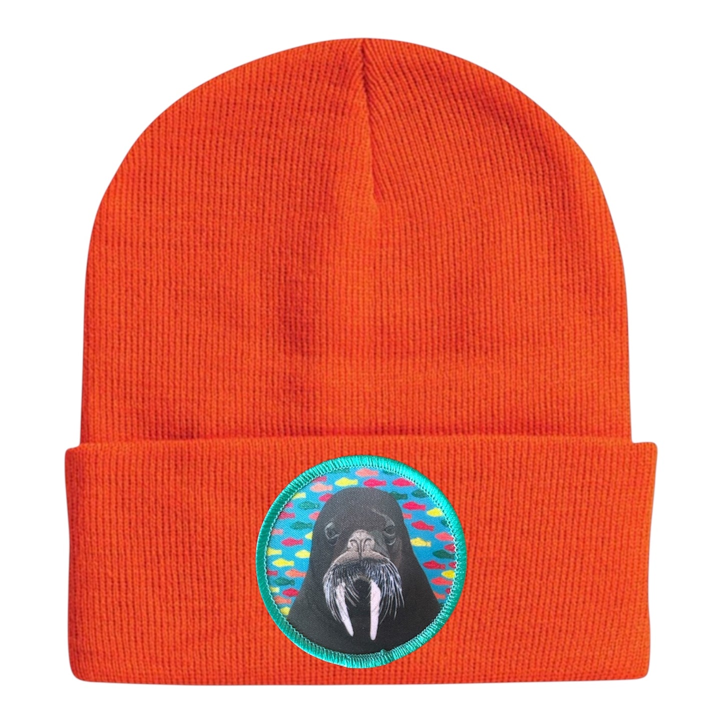 Walrus Dreams Beanie Hats Flyn Costello Neon Orange