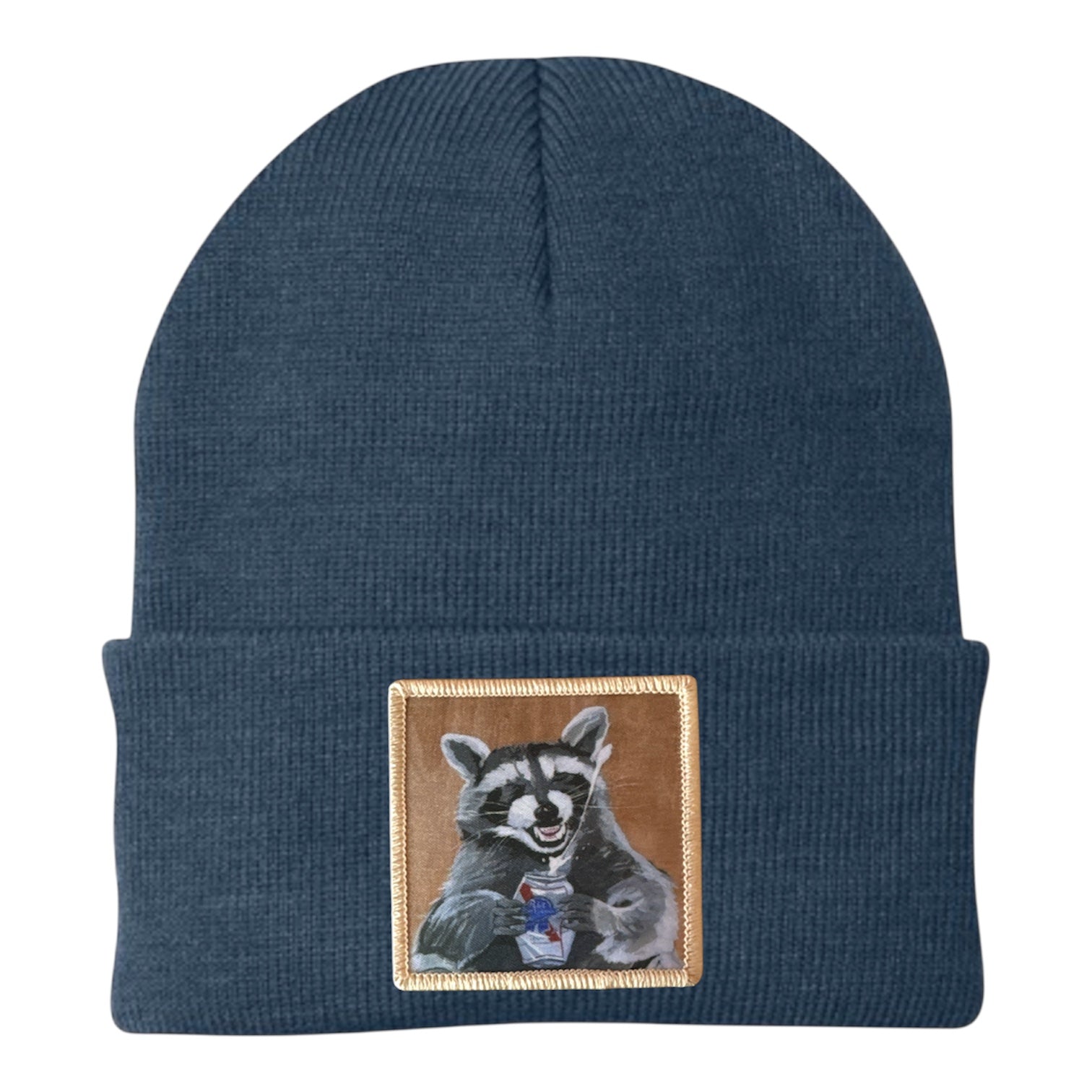 BEER BANDIT Raccoon Beanie Hats Flyn Costello Dusty Blue