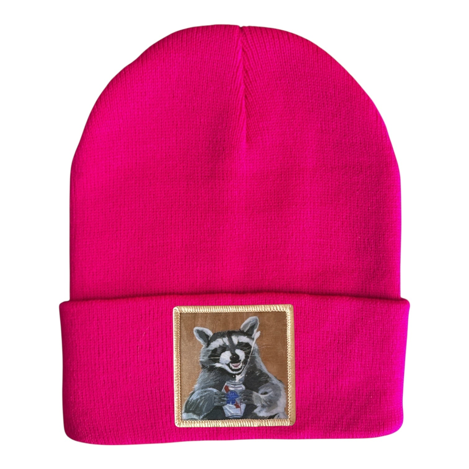 BEER BANDIT Raccoon Beanie Hats Flyn Costello Neon Fuchsia
