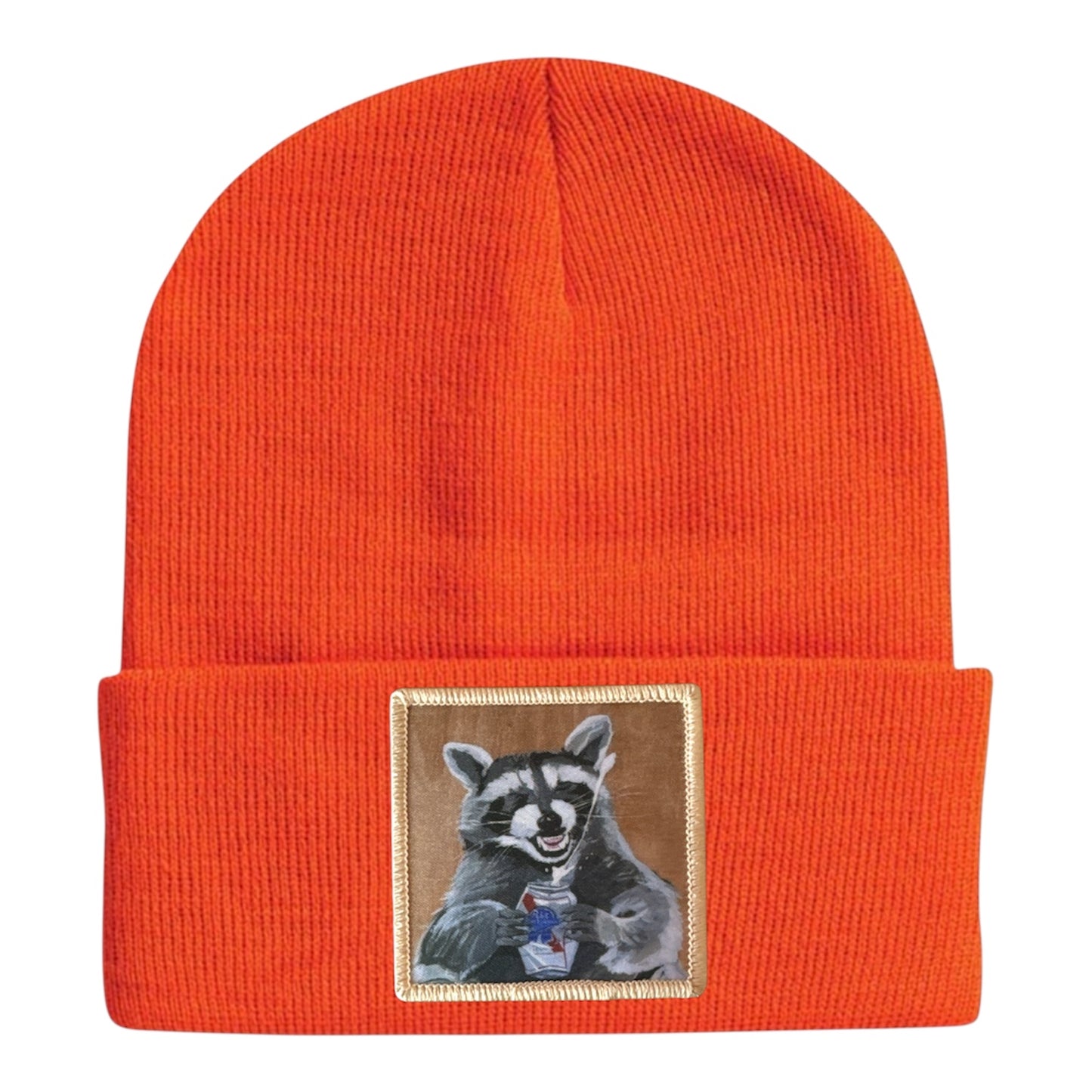 BEER BANDIT Raccoon Beanie Hats Flyn Costello Neon Orange