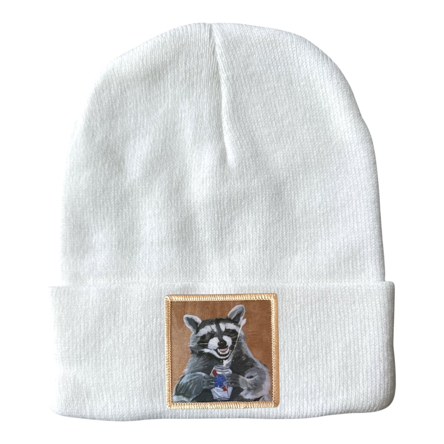 BEER BANDIT Raccoon Beanie Hats Flyn Costello White