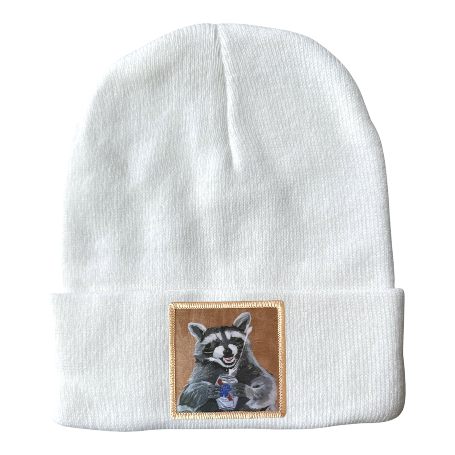 BEER BANDIT Raccoon Beanie Hats Flyn Costello White