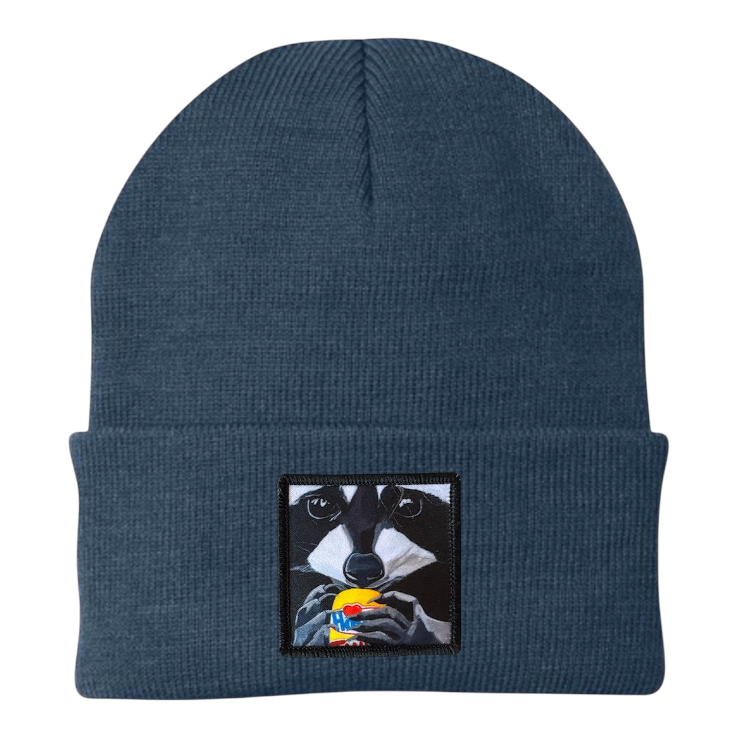 The Snack Kid Raccoon Beanie Hats Flyn Costello Dusty Blue