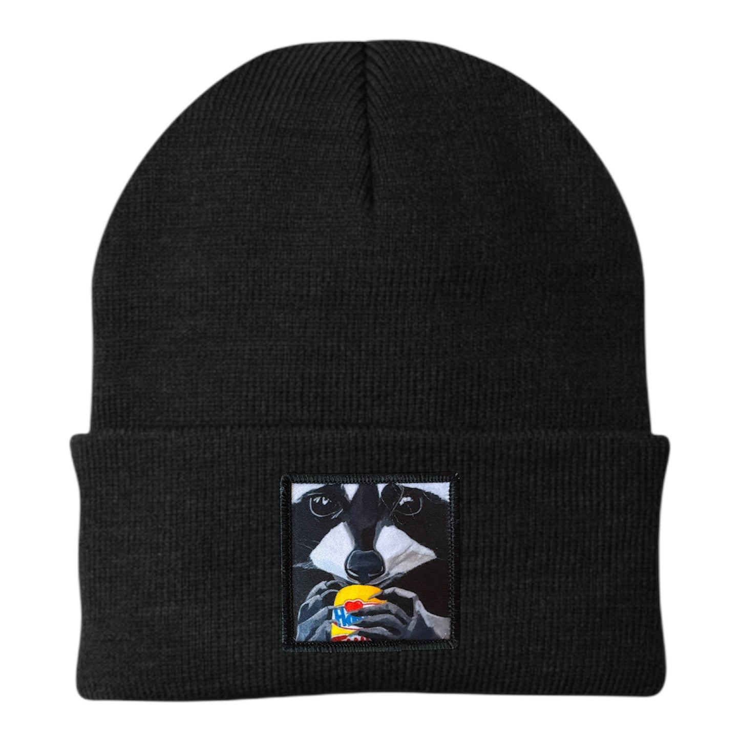 The Snack Kid Raccoon Beanie Hats Flyn Costello Black