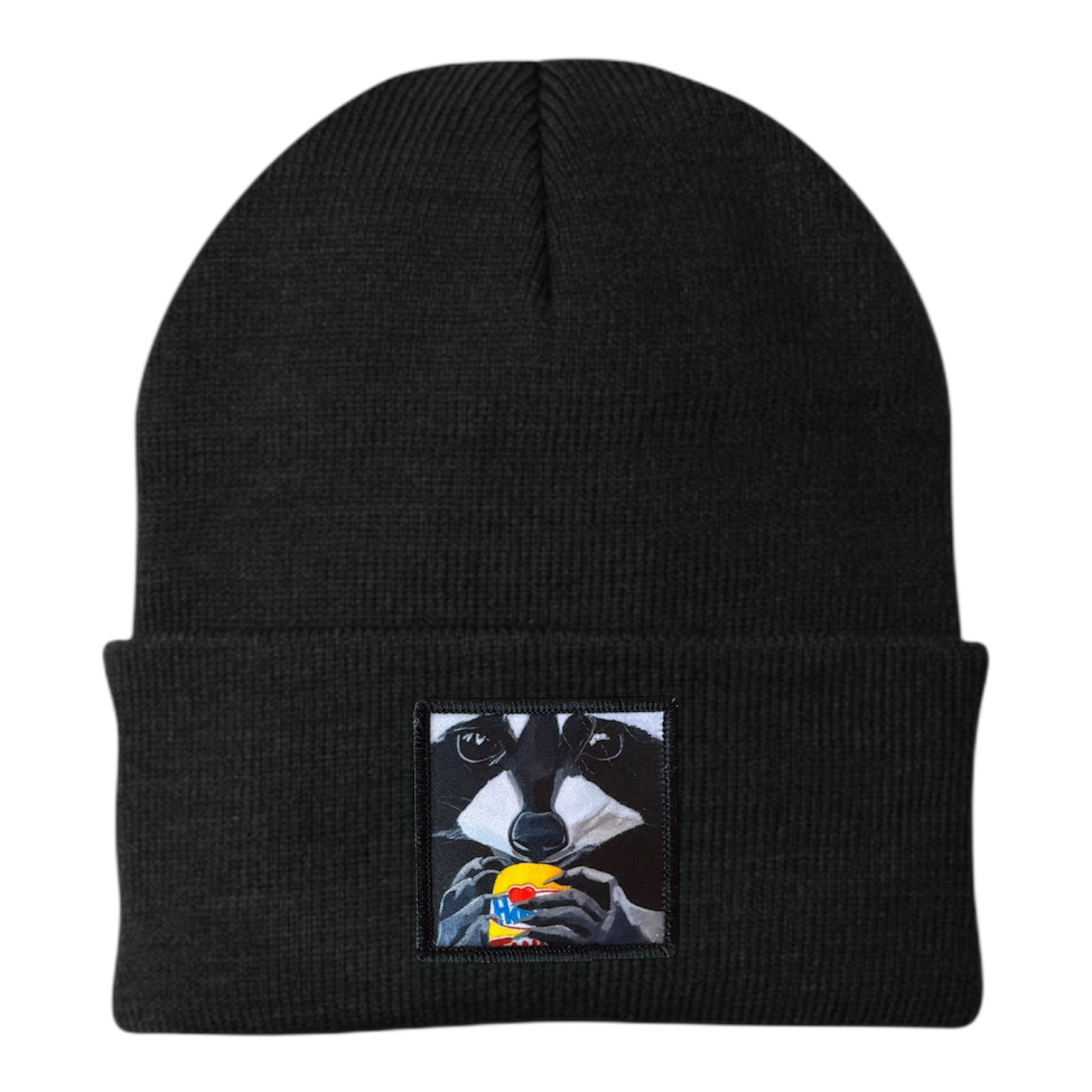 The Snack Kid Raccoon Beanie Hats Flyn Costello Black