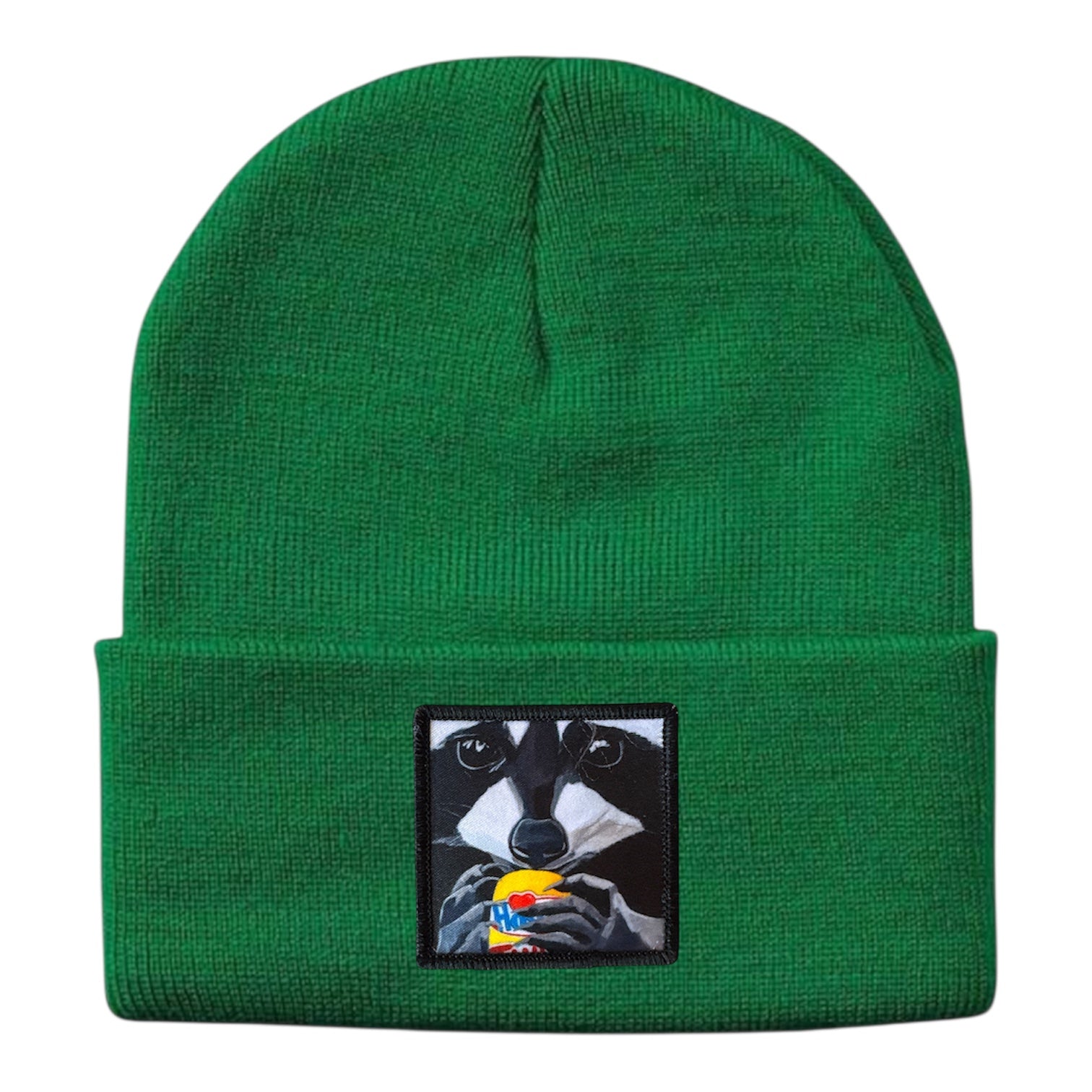The Snack Kid Raccoon Beanie Hats Flyn Costello Kelley Green