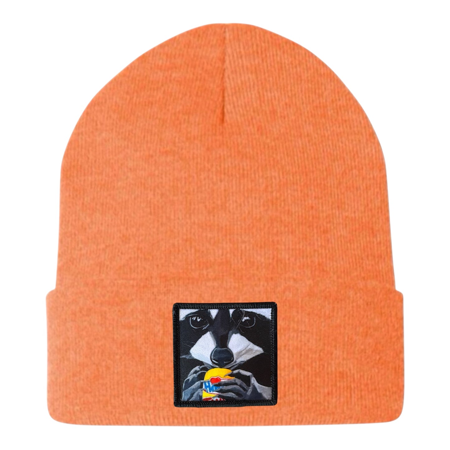 The Snack Kid Raccoon Beanie Hats Flyn Costello Heather Orange