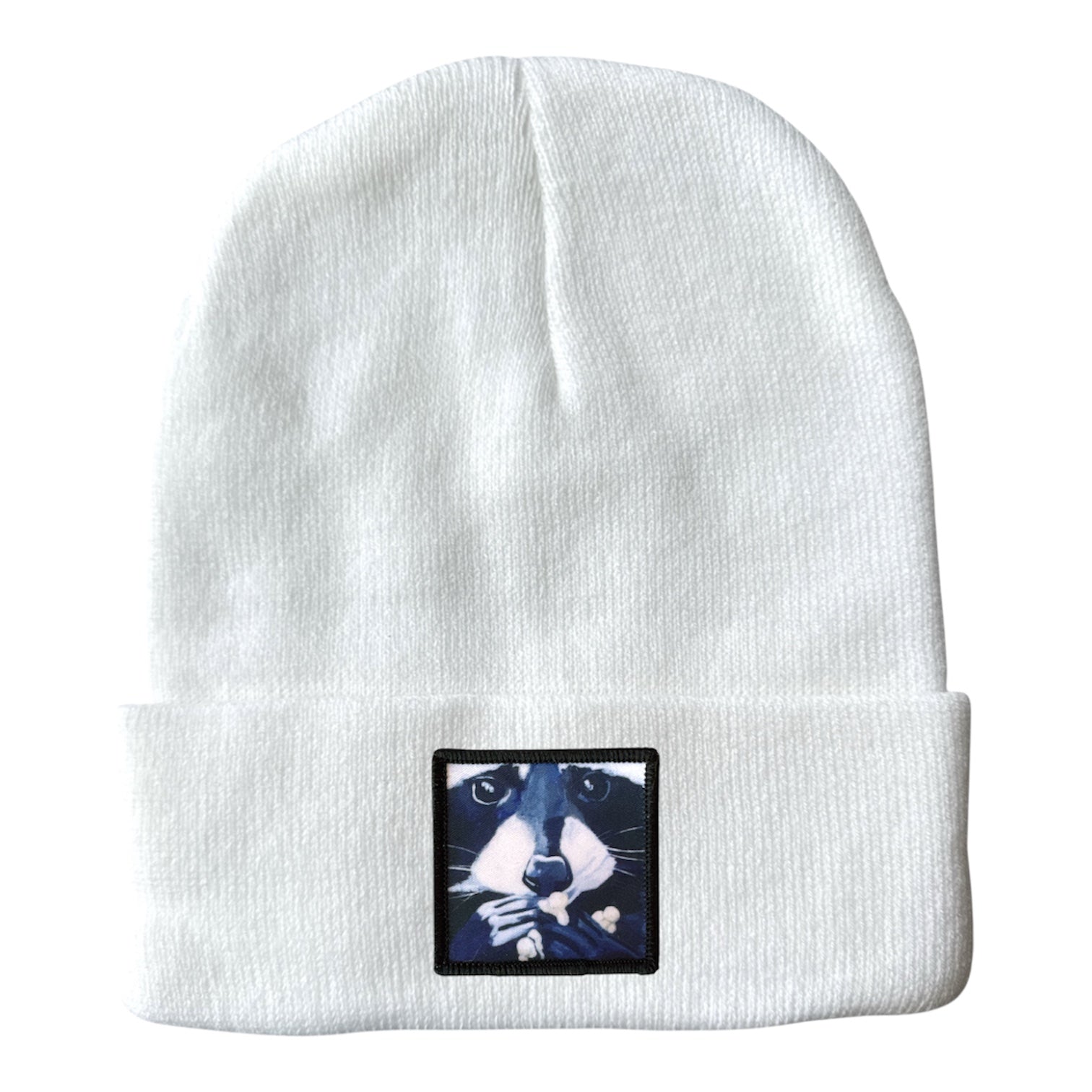 Raccoon Pop Beanie Hats Flyn Costello White