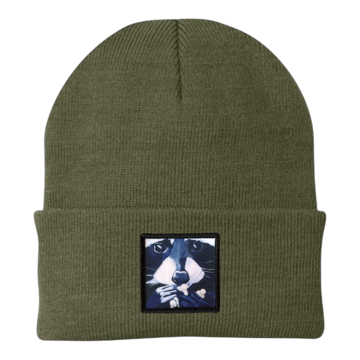 Raccoon Pop Beanie Hats Flyn Costello Olive