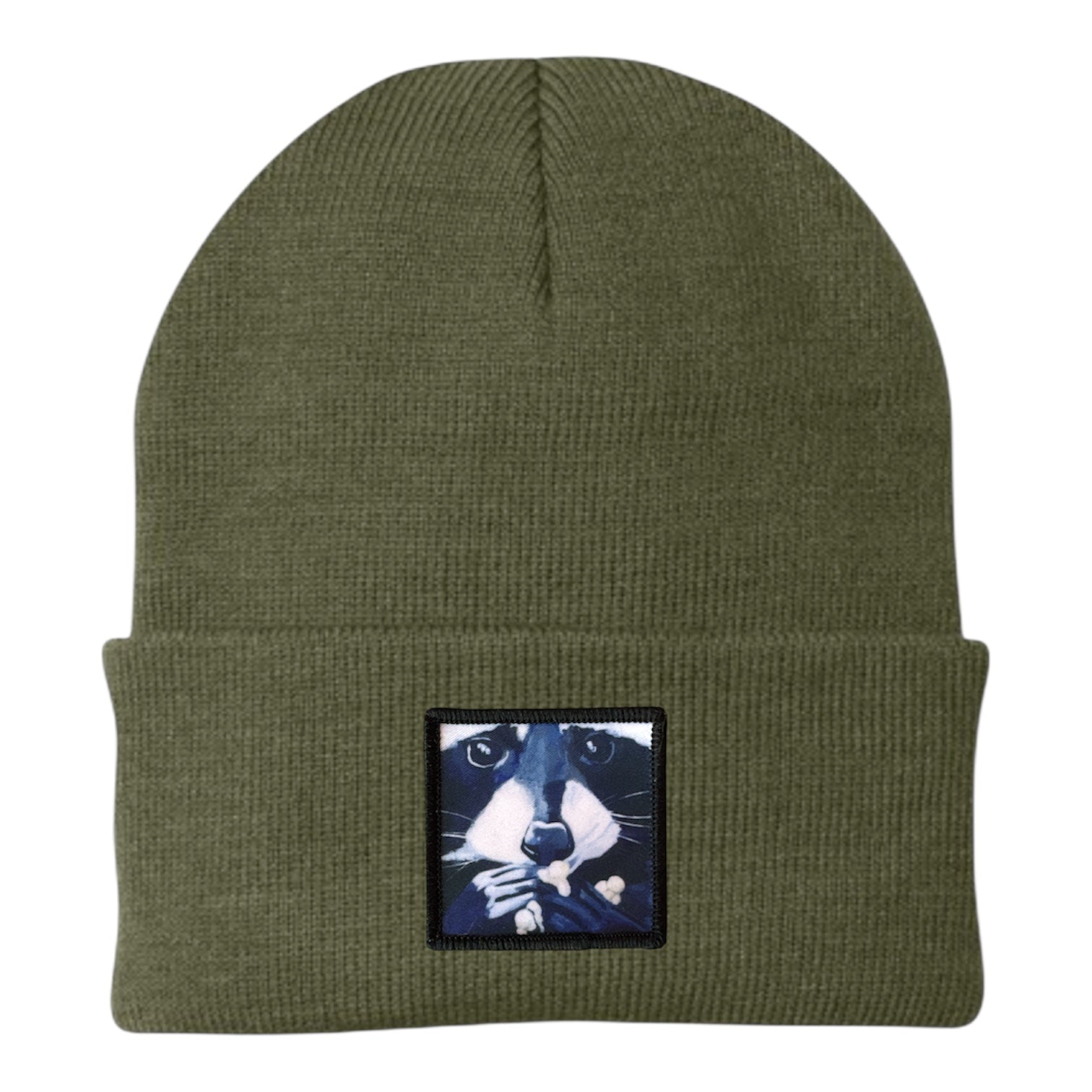 Raccoon Pop Beanie Hats Flyn Costello Olive