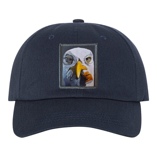 Seagull With Cig Dad Hat Hats FlynHats Eco-Washed Navy