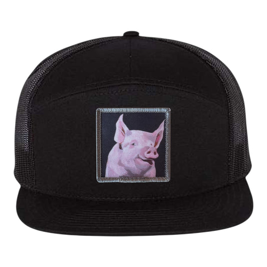 Piggie Seven Panel Hat Hats FlynHats Black