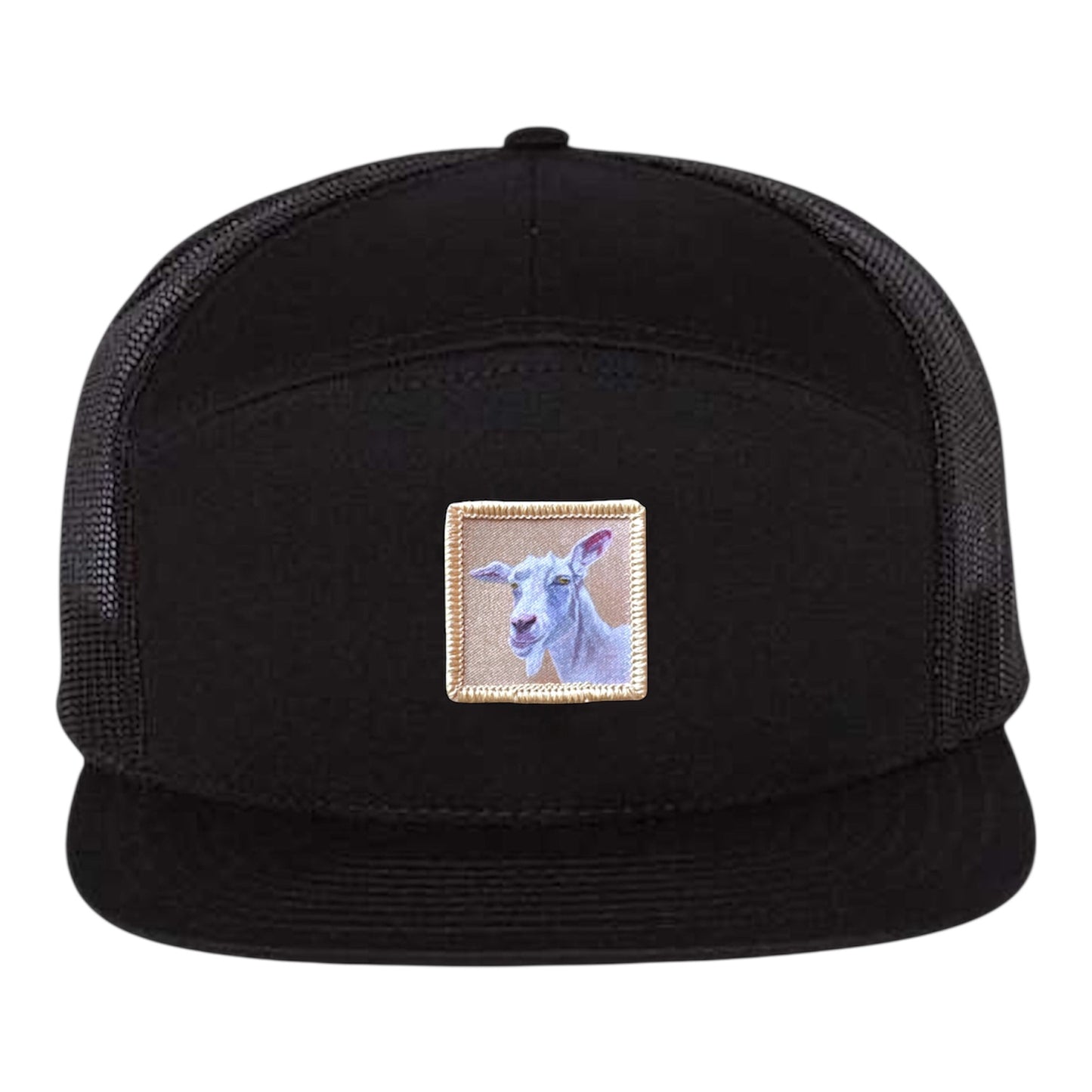 Black Seven Panel Hats Flyn Costello Goat