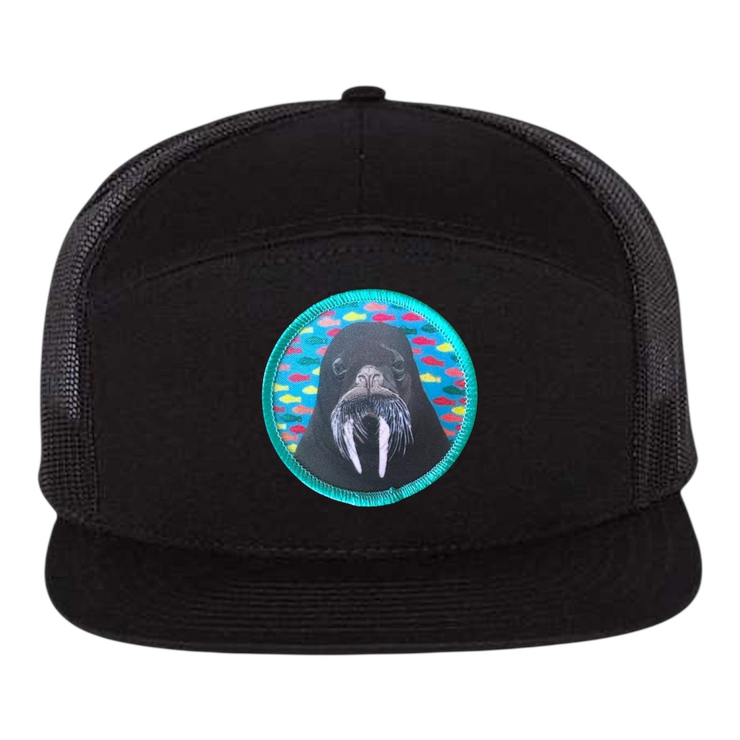 Walrus Seven Panel Hat Hats FlynHats Black