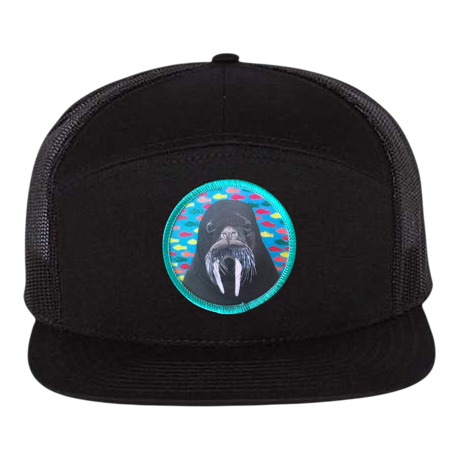 Walrus Seven Panel Hat Hats FlynHats Black