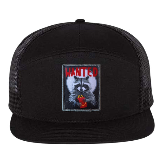 WANTED Seven Panel Hat Hats FlynHats Black