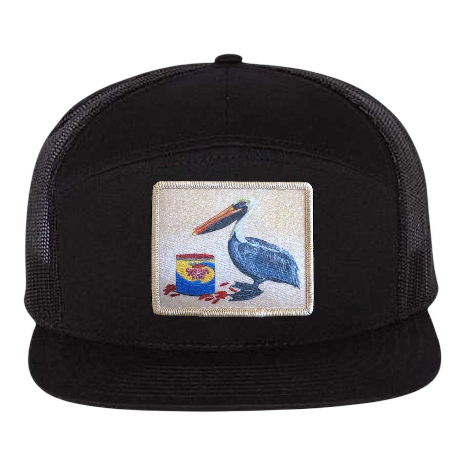 Gone Fishin' Seven Panel Hat Hats FlynHats Black