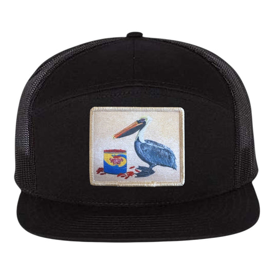 Gone Fishin' Seven Panel Hat Hats FlynHats Black