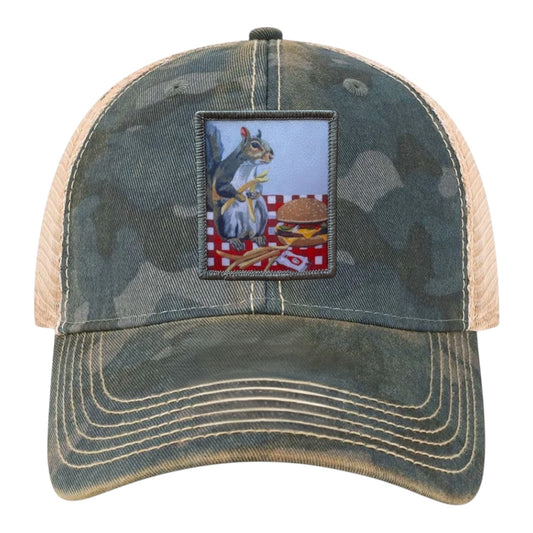 Squirrel Burger Unstructured Hat Hats FlynHats Navy Camo