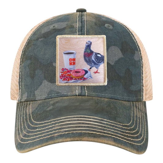 Pigeons Run On Donuts Unstructured Hat Hats FlynHats Navy Camo