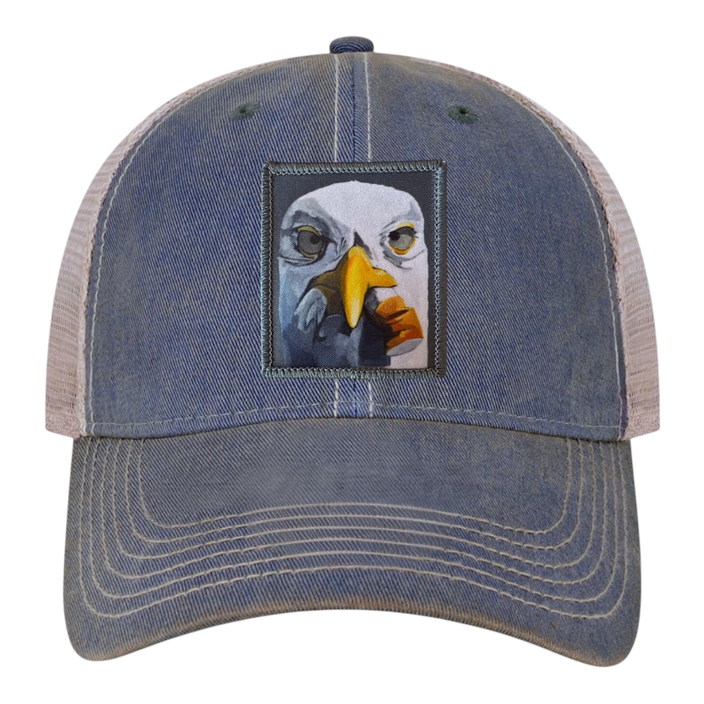 Seagull With Cig Trucker Hat Hats FlynHats Navy/Khaki