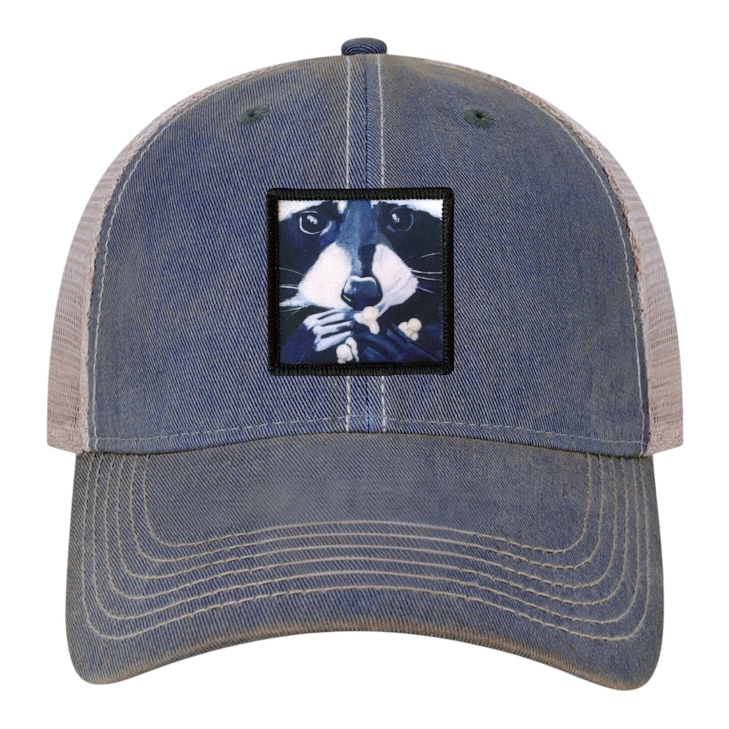 Raccoon Pop Trucker Hat Hats FlynHats Navy/Khaki