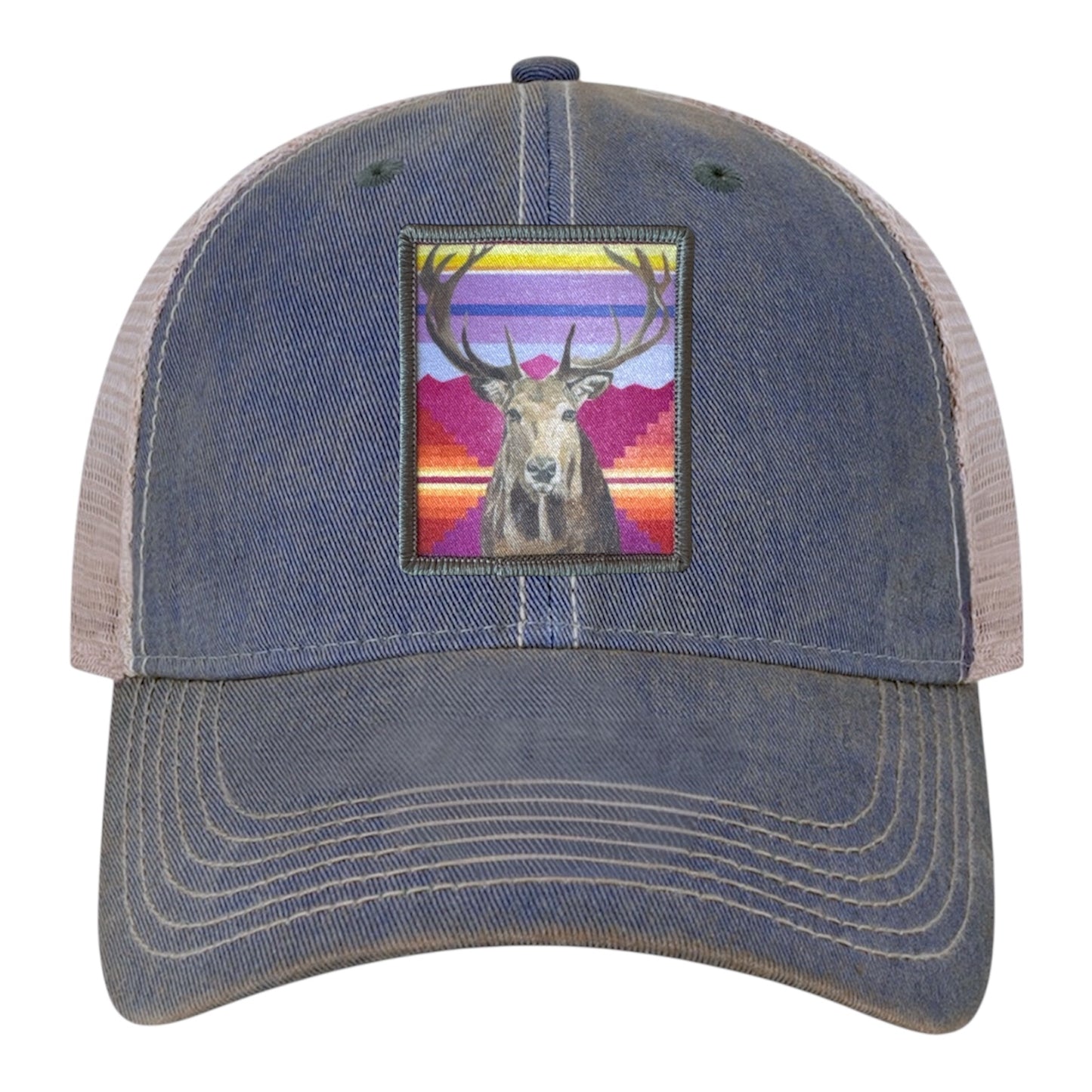Navy/ Khaki Trucker Cap Hats FlynHats Elk