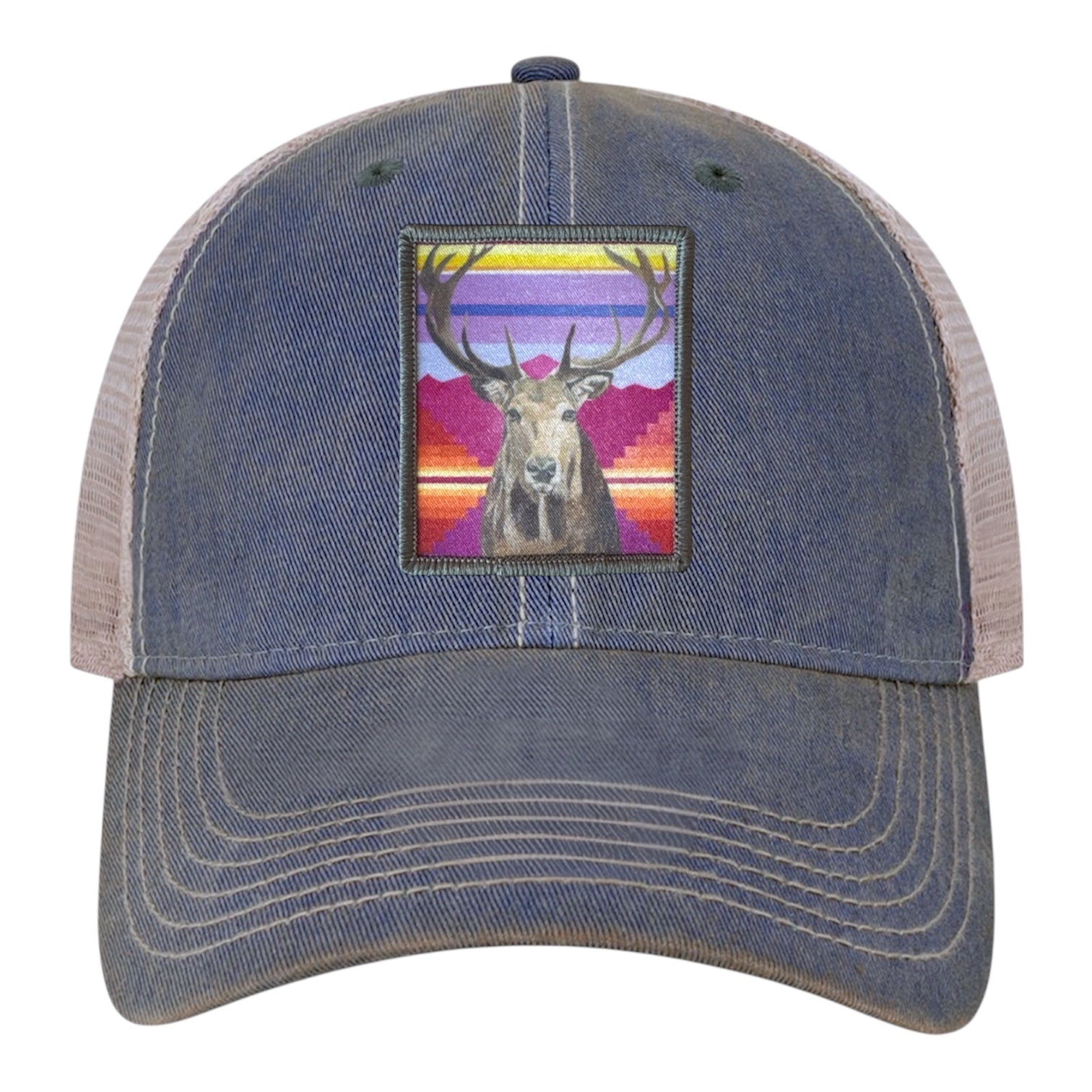 Navy/ Khaki Trucker Cap Hats FlynHats Elk