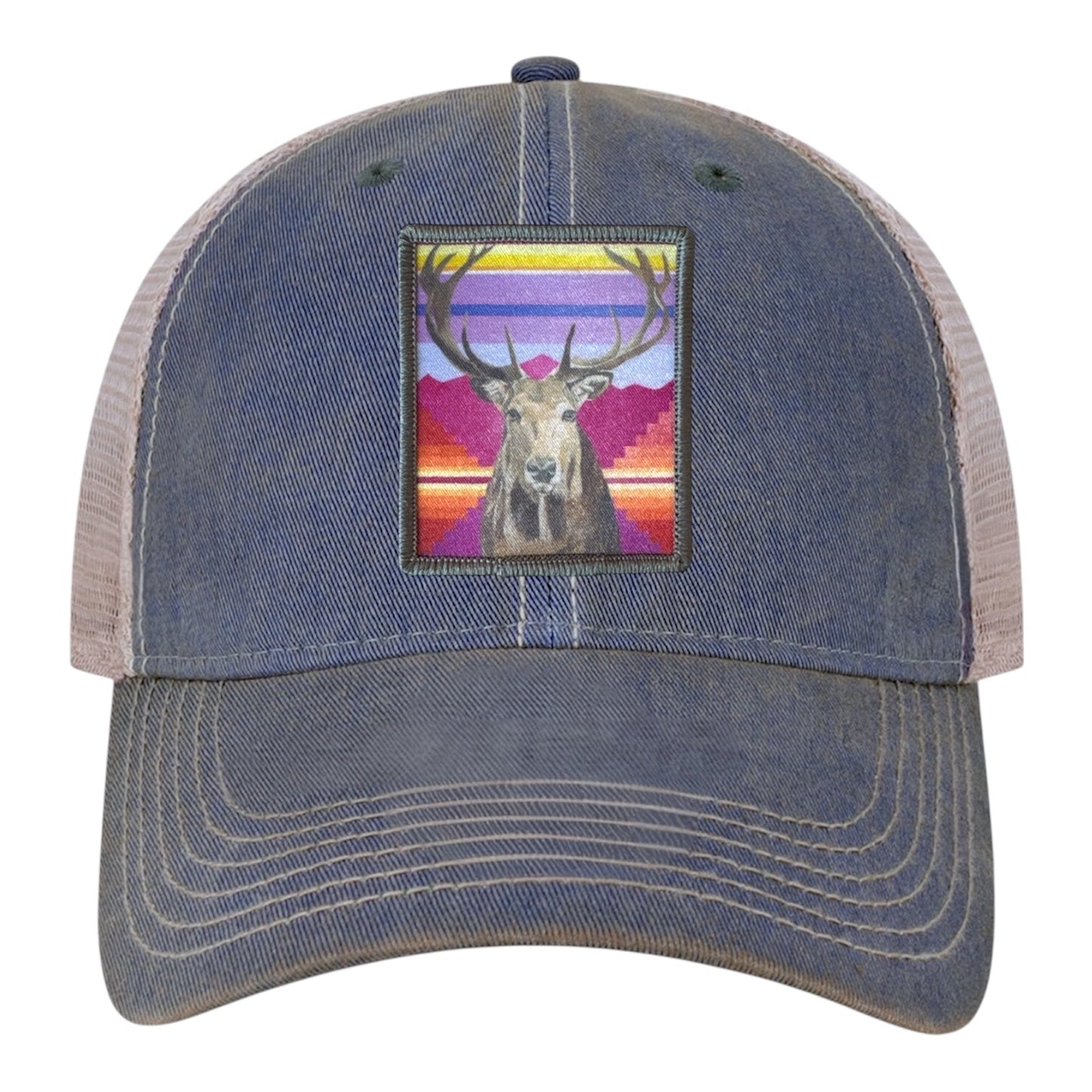 Elk Trucker Hat Hats FlynHats Navy/Khaki